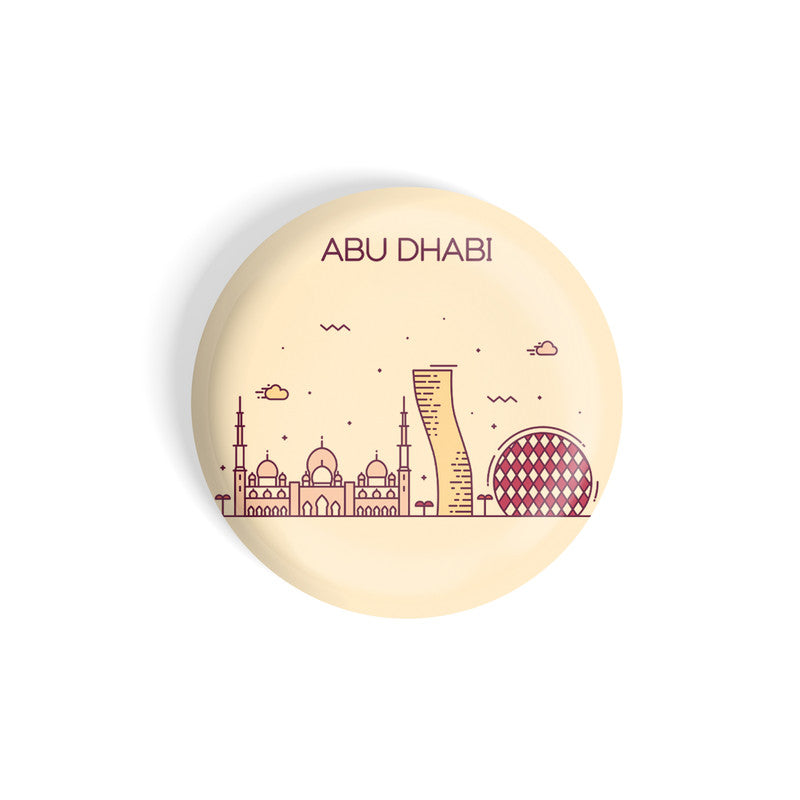 dhcrafts Round Fridge Magnet Brown Color Abu Dhabi Glossy Finish Design Pack of 1 (58 mm)
